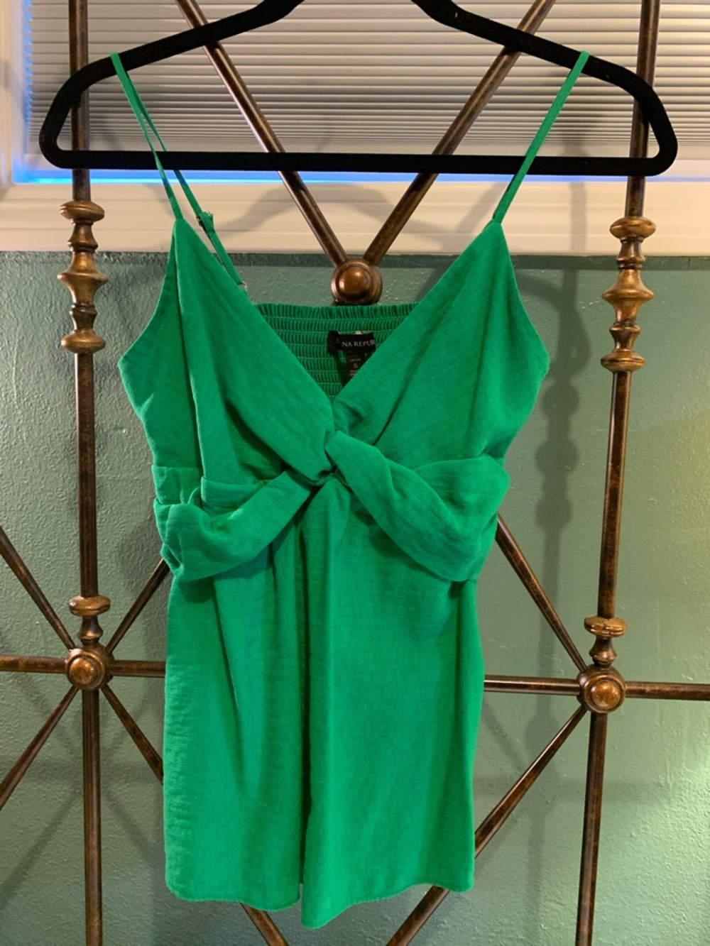 Banana Republic Emerald Green Knotted Front Spaghetti Strap Top